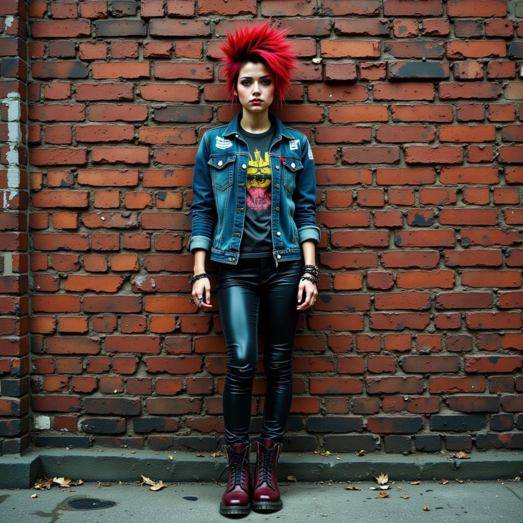 Punk Princess with Leather Pants and Dr. Martens