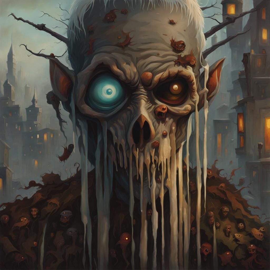 Zombie Portrait in Hyperrealistic Dark Fantasy Style