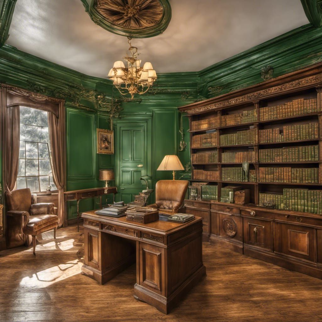 Hyperrealistic Office with Ducks and Hunting Motifs