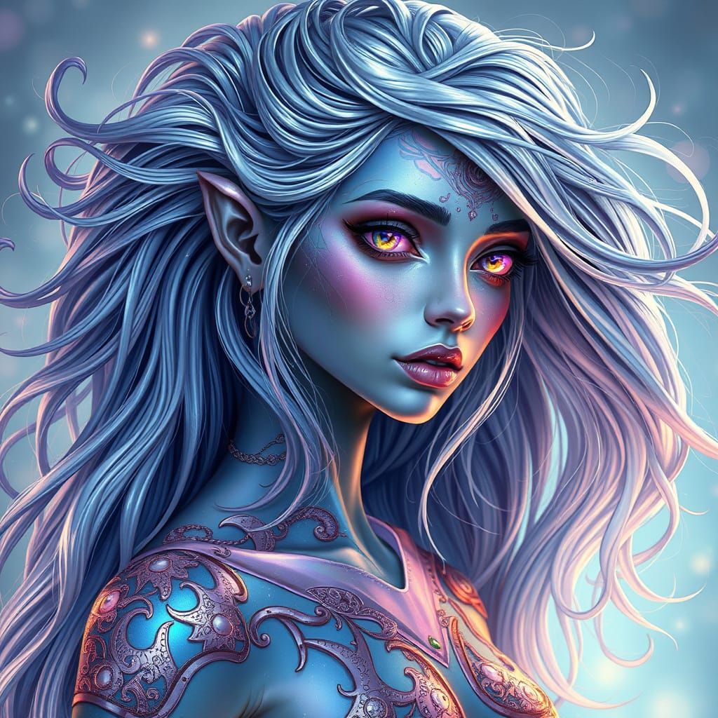 Ethereal Fae with Biomechanical Art Nouveau Style