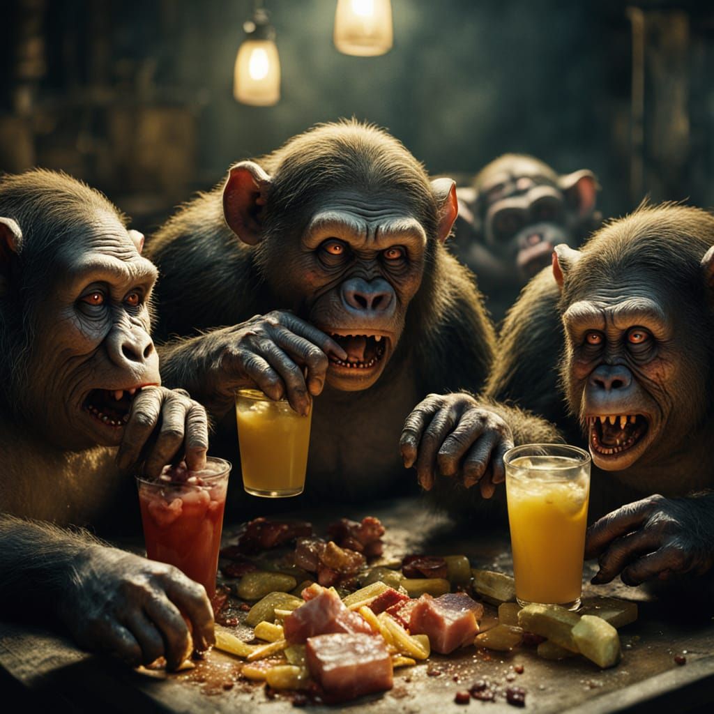 Morbid Zombie Monkey Clowns Feast in Hyper-Realism