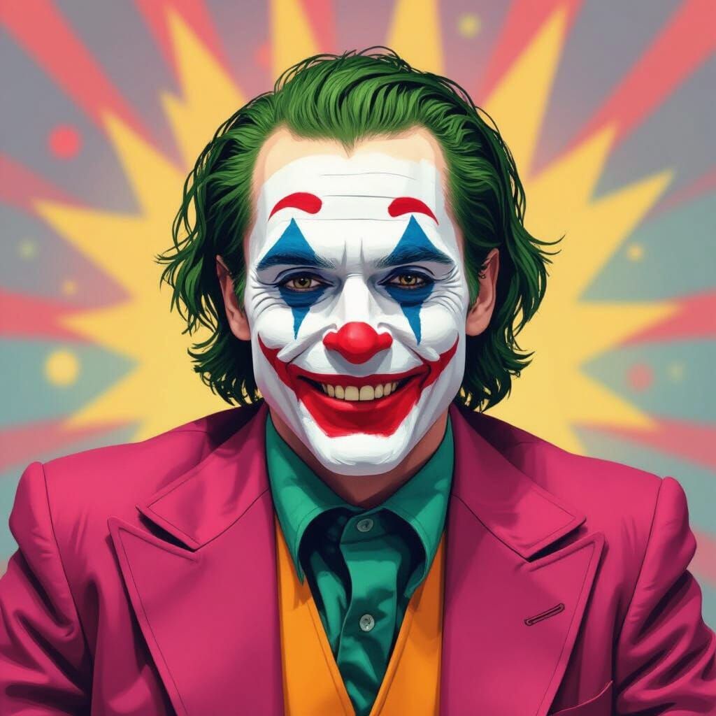 Playful Joker Portrait in a Dynamic Digital Style