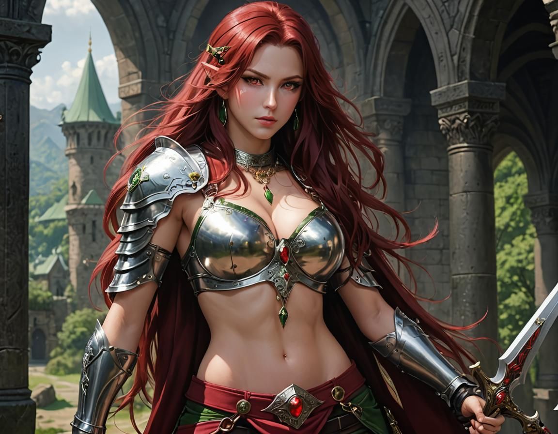 Red-Skinned Woman with Belly Chain Portrait