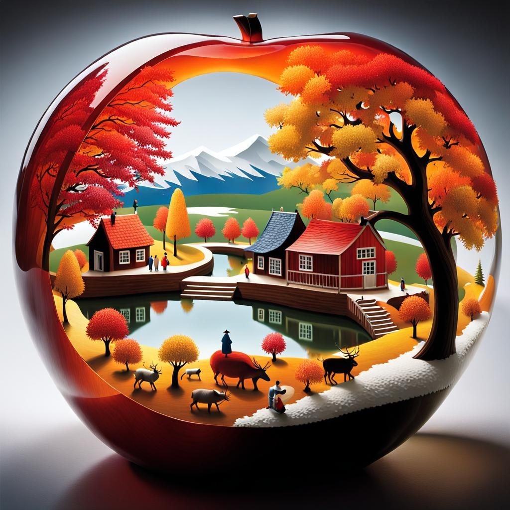 Yin Yang Autumn and Winter in Apple