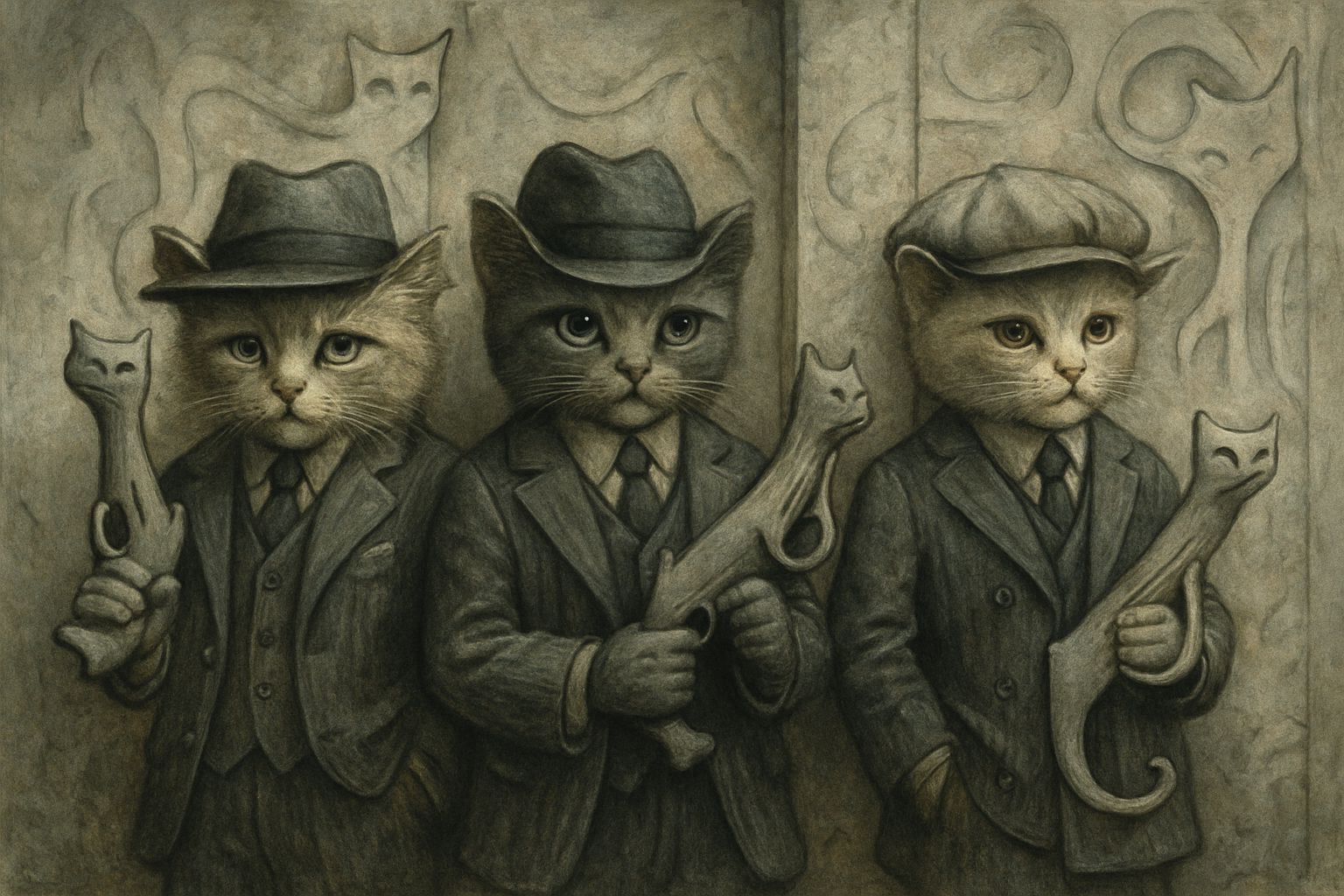 Kittens in Gangster Suits With Cat Guns