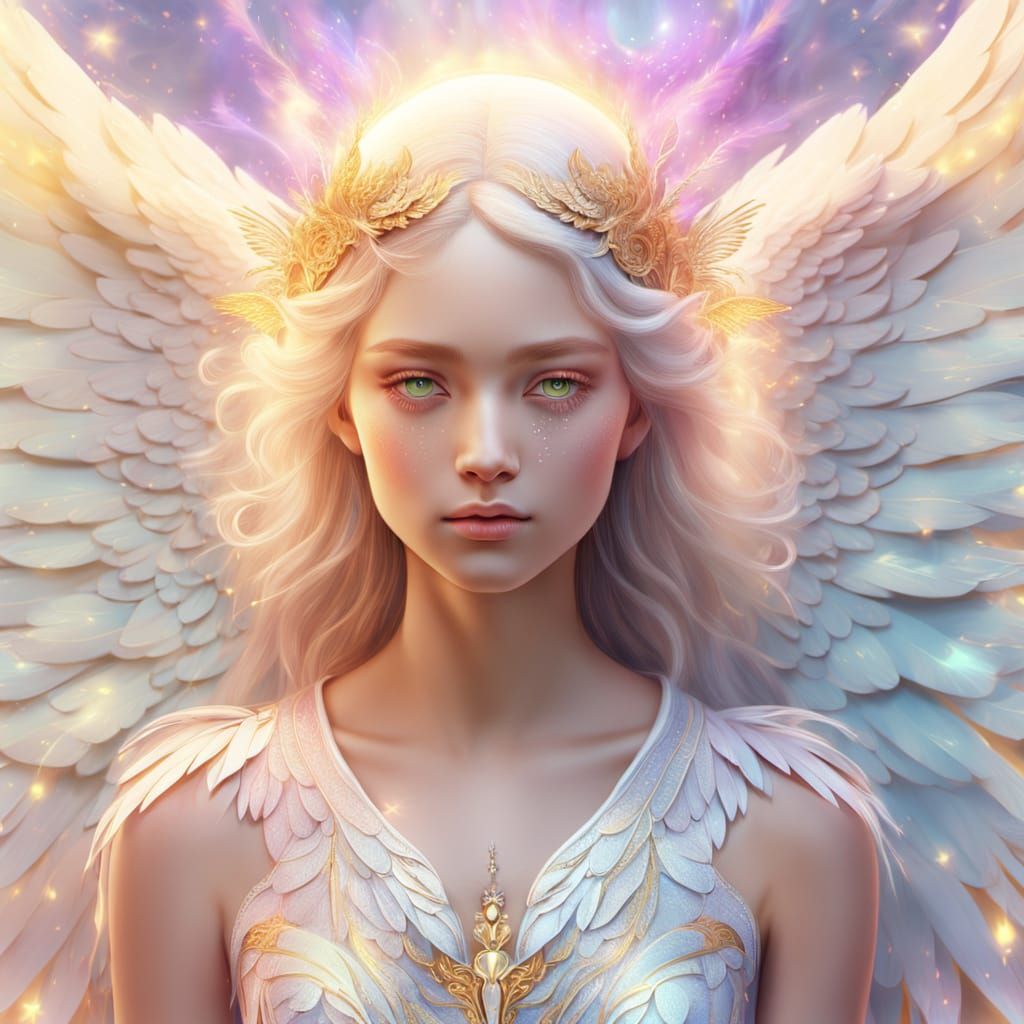 Angel at 12:12 in Vibrant Fantasy Art Style