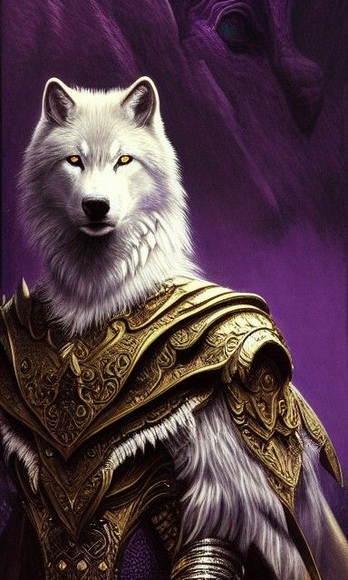 Hyper-Detailed Portrait of White Wolf Warrior