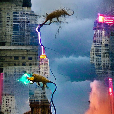 Neon Hippo Rampage in Manhattan
