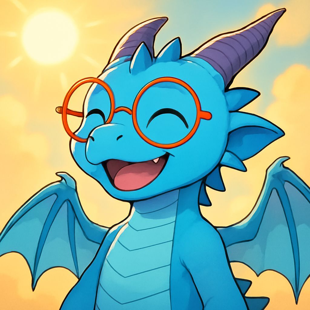 Cute Blue Dragon in Anime Style