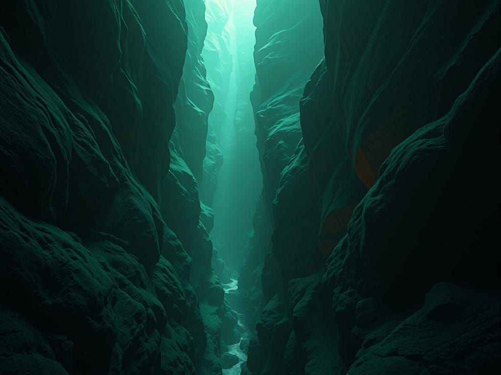 Cyberpunk Canyon Landscape at Dusk