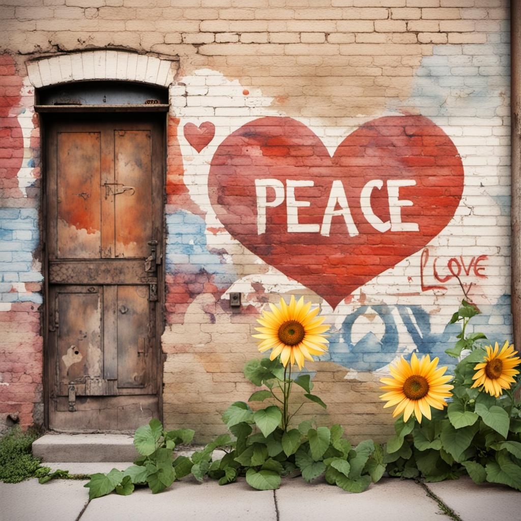 Graffiti Art on Brick Wall in Watercolor Style