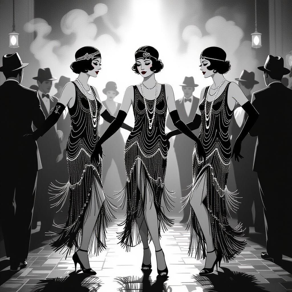 Roaring 20s Speakeasy Scene in Film Noir Style