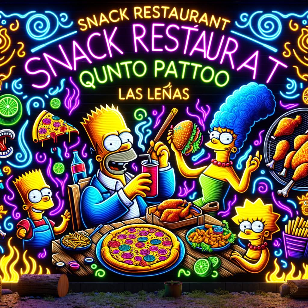 Vibrant Neon Graffiti Mural for Quinto Patio Las Leñas Resta...