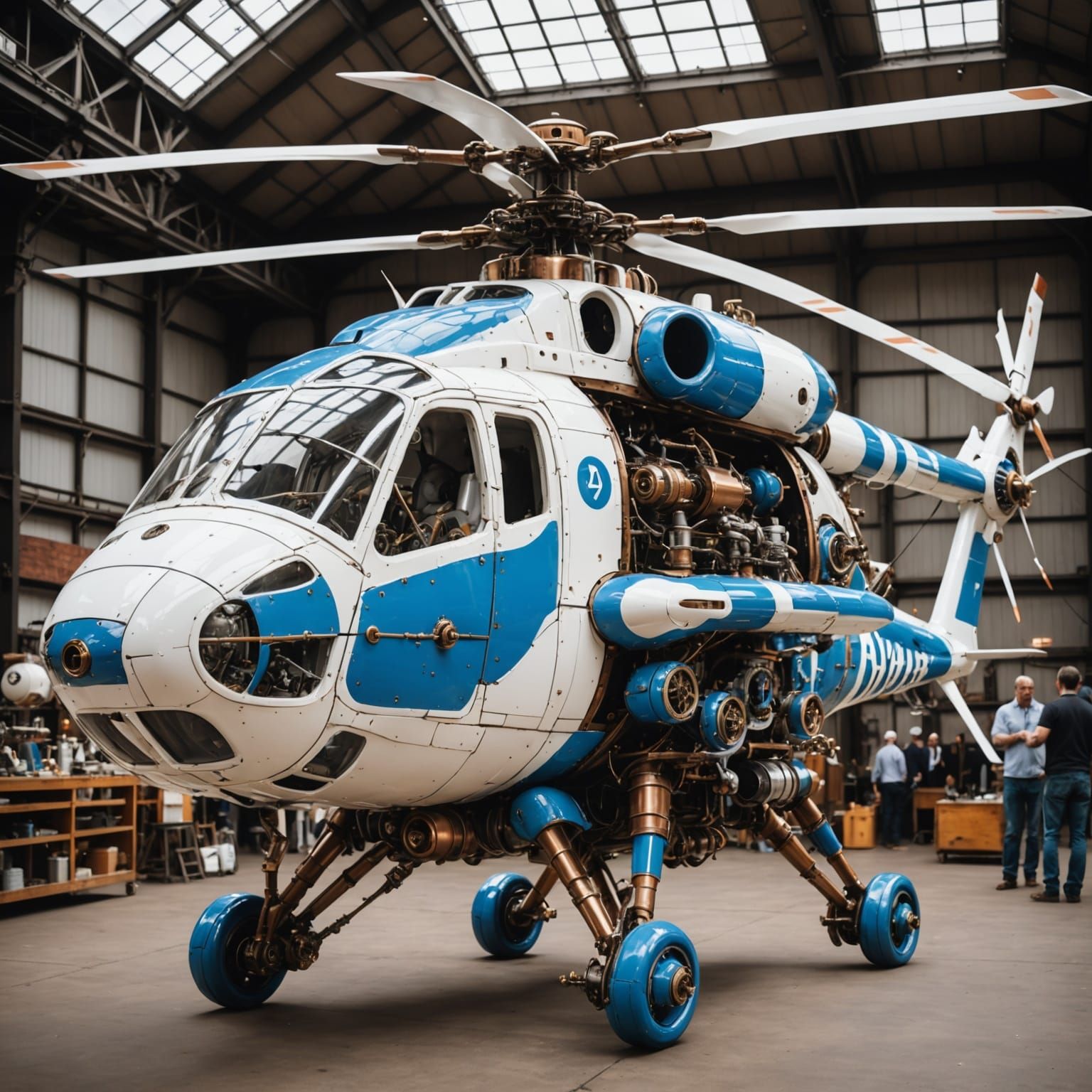 Steampunk Mechanical Helicopter in Ceramics and Copper