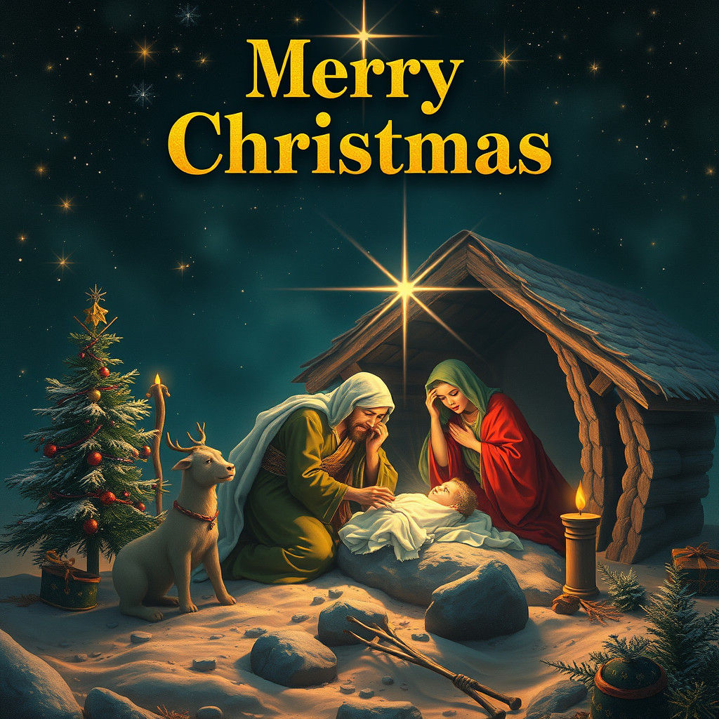 Vintage Christmas Postcard: The Birth of Jesus