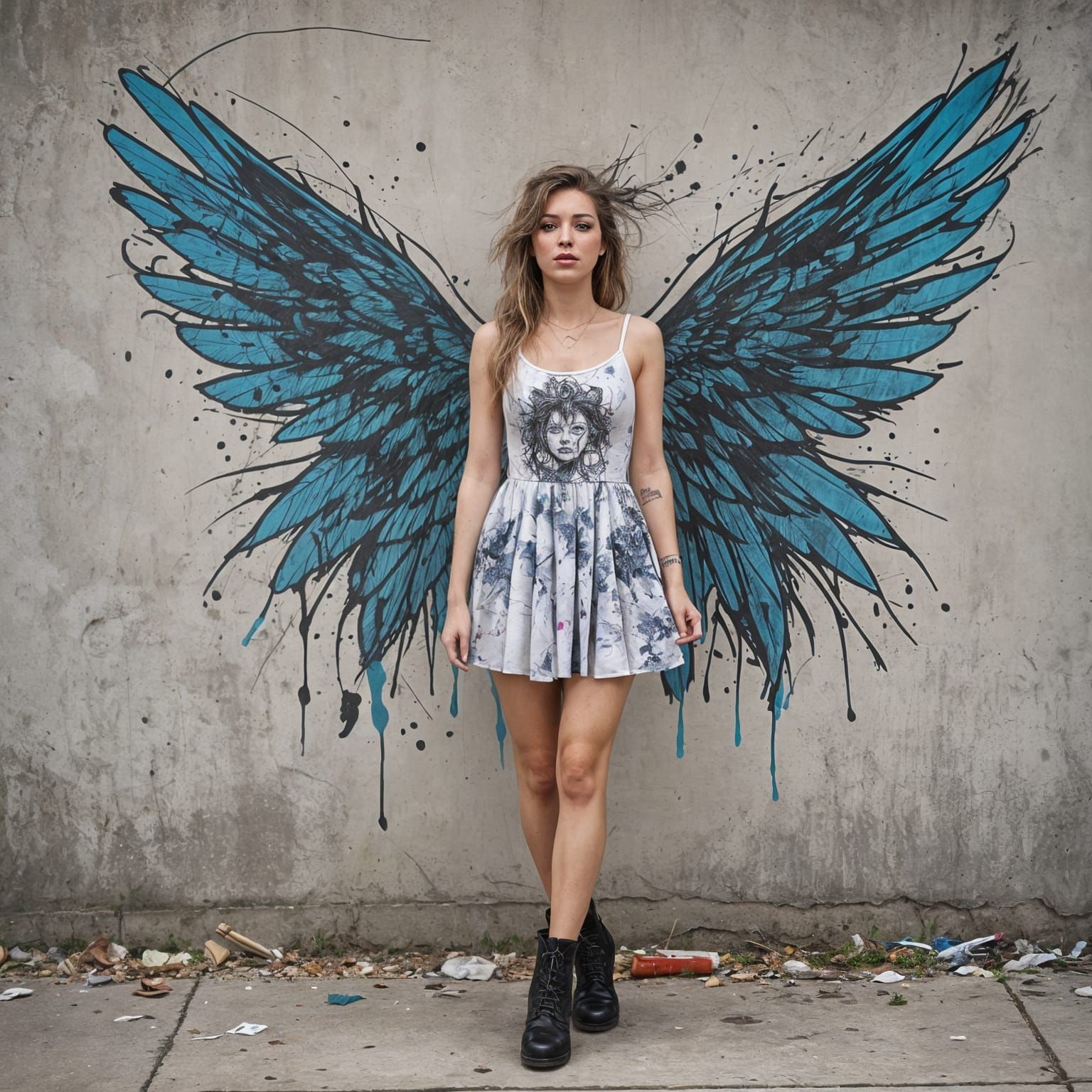 Urban Fairy in Impressionistic Colors and Ink