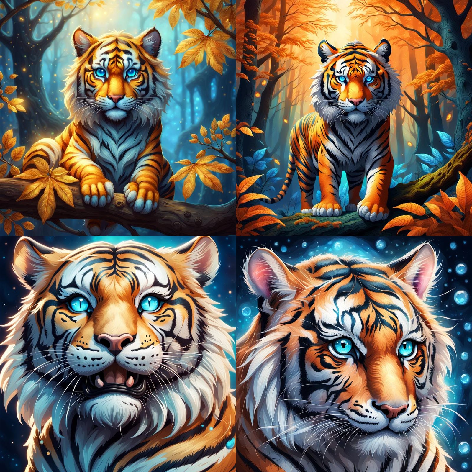 Furry Blue-Eyed Tiger: Fantasy Concept Art