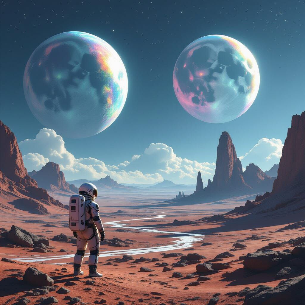 Astronaut Discovers Alien World with Two Moons