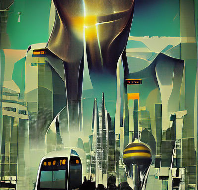 Futuristic Metal City of Trantor Travel Poster