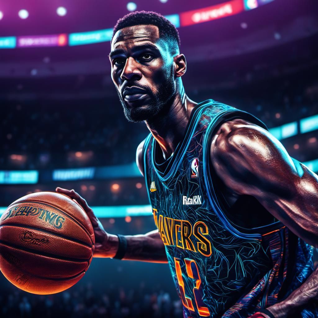 Bioluminescent NBA Player in Ashcan School Arena