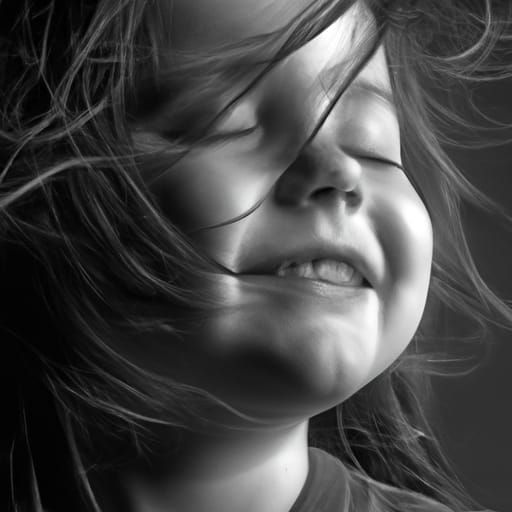 Child in Wind, Expressive Portrait