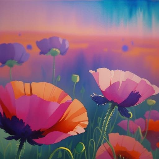 Ethereal Prairie Blooms in Whimsical Watercolour Style