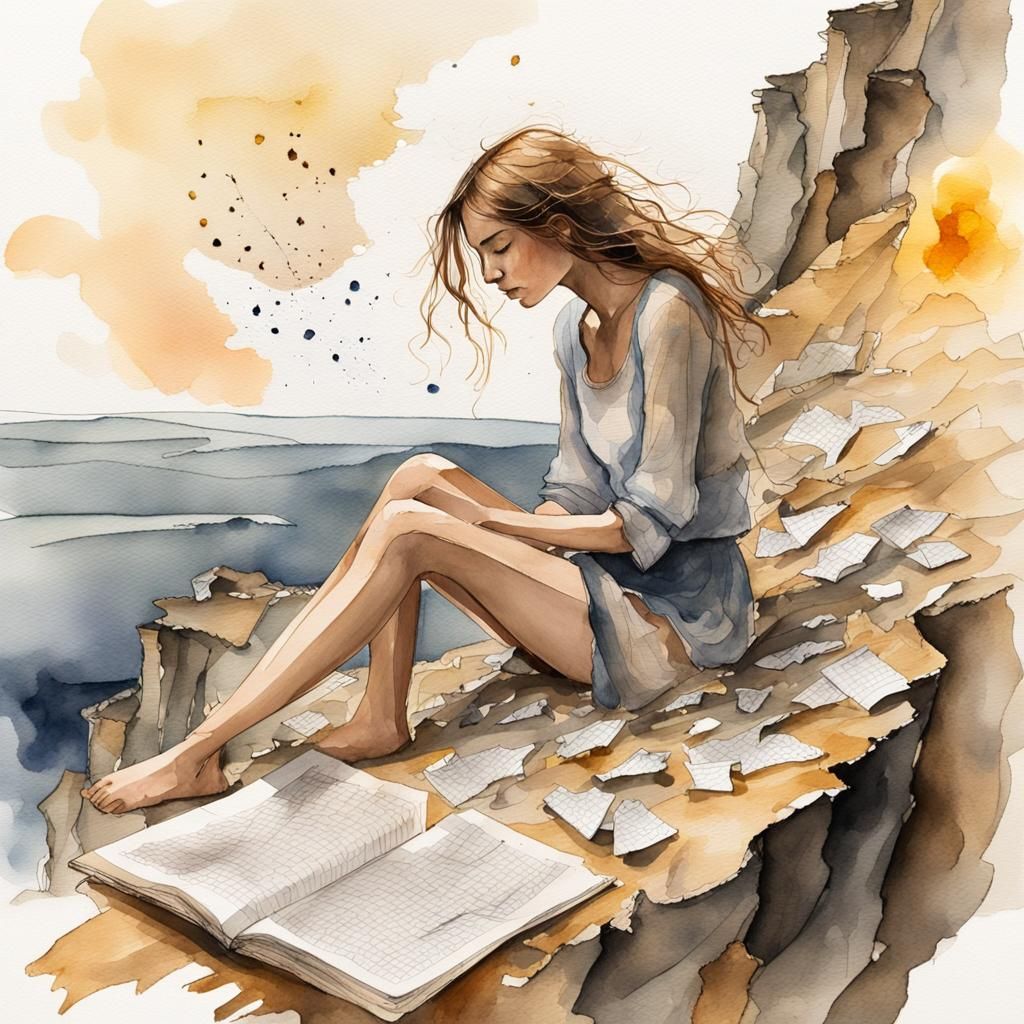 Whimsical Watercolor Illustration of Melancholy