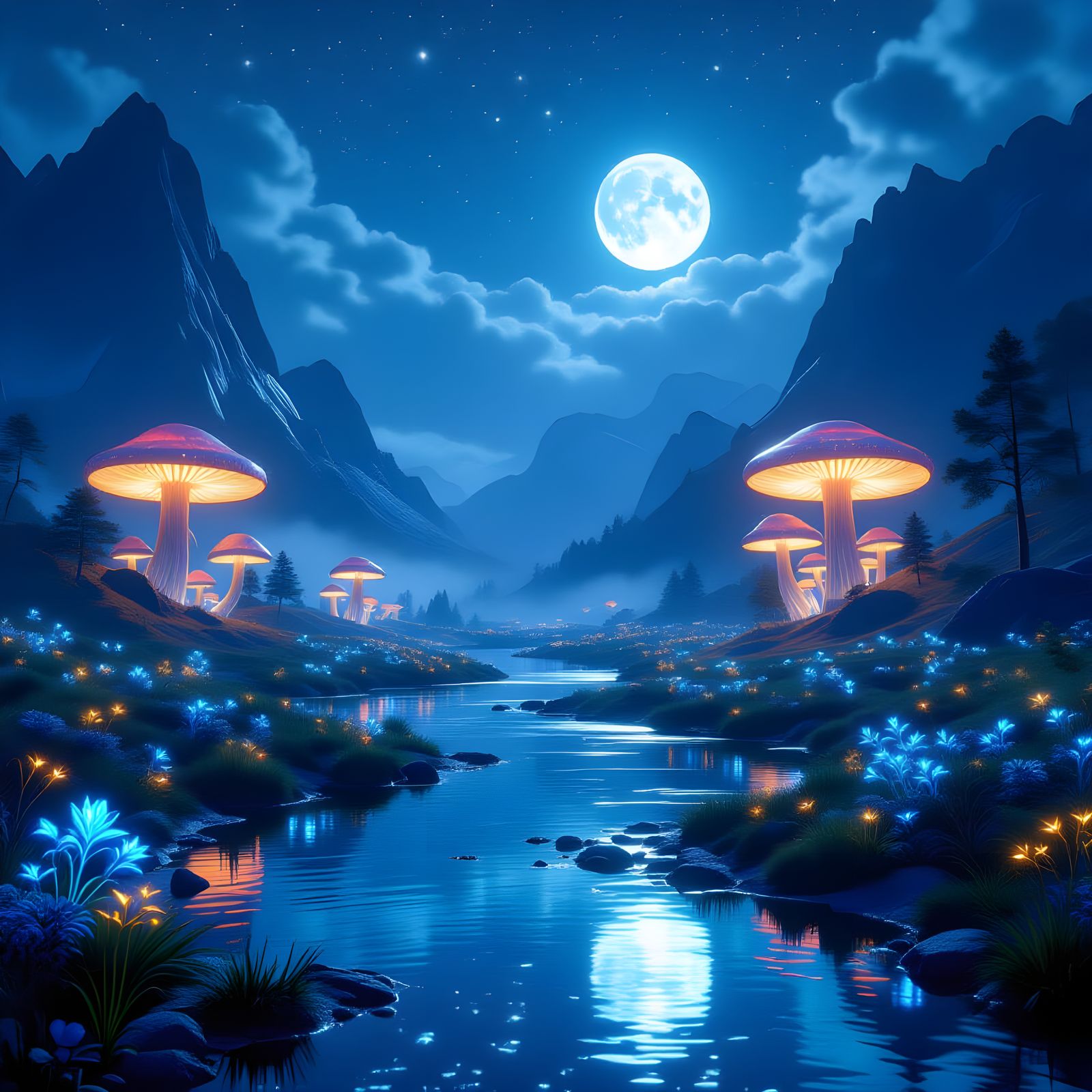 Bioluminescent Valley: Mystical Landscape in Unreal Engine
