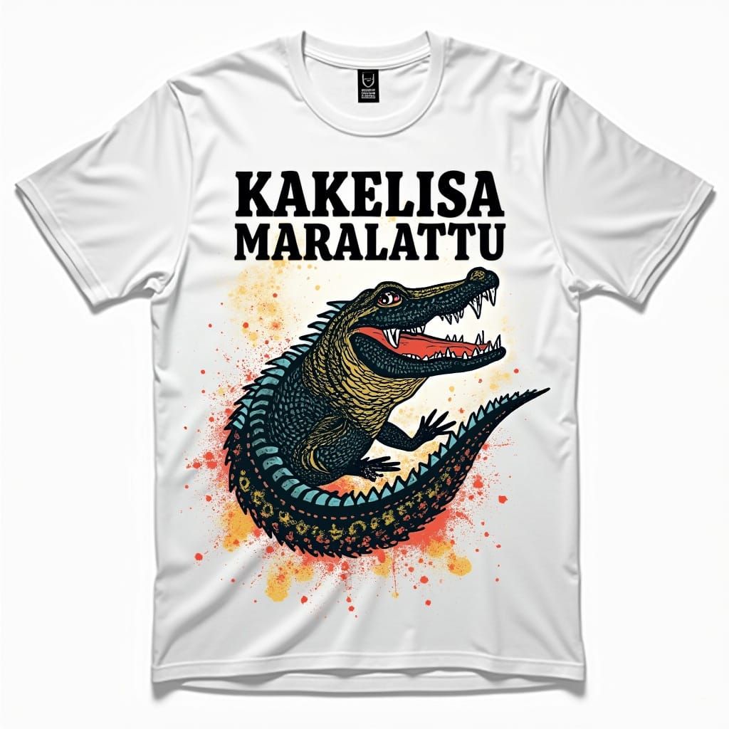 Indonesian Street Art-Inspired T-Shirt with Crocodile Design