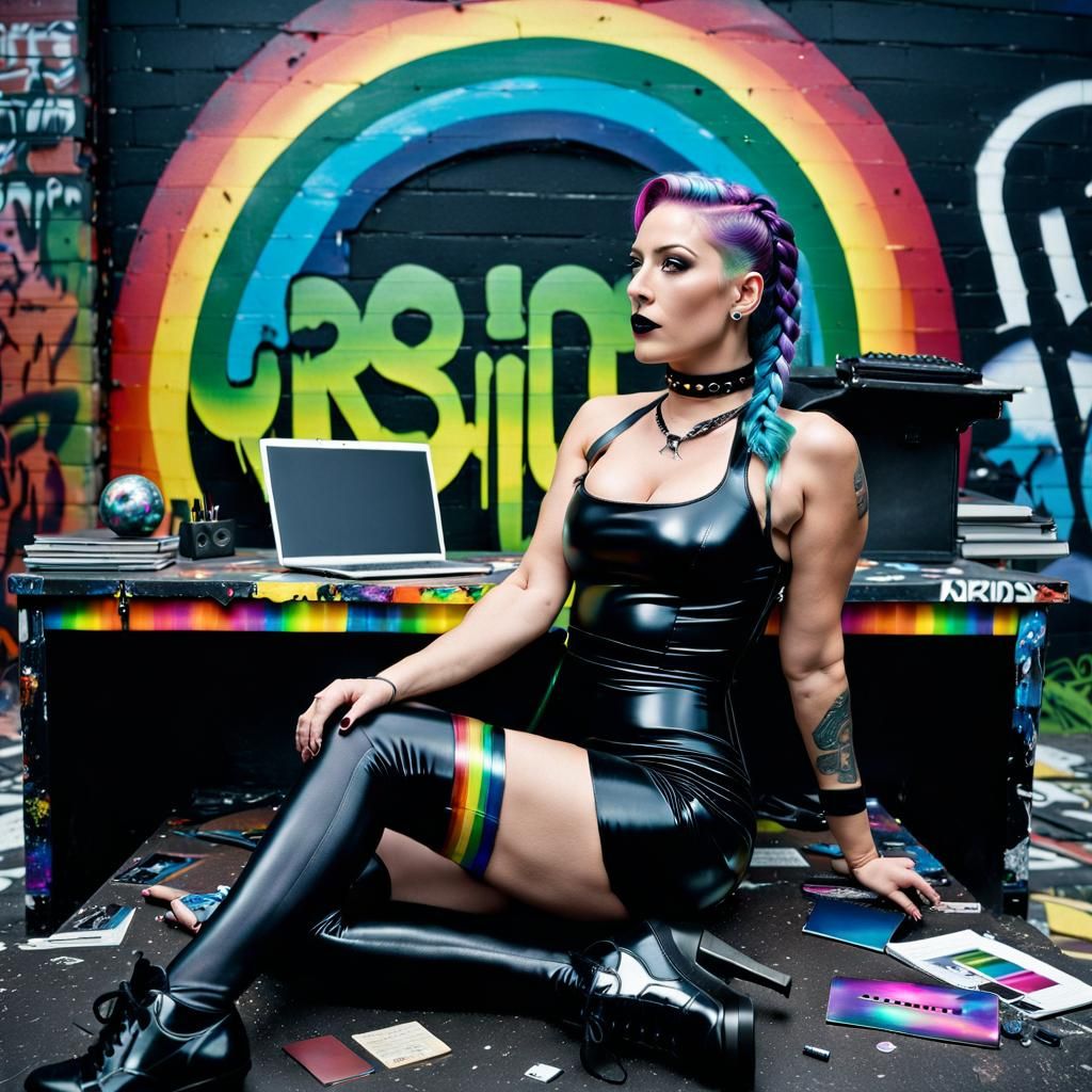 Curvy Headmistress in Ruined City: Cinematic Film Still