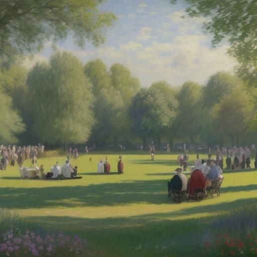 Impressionistic Park Scene with People Dancing