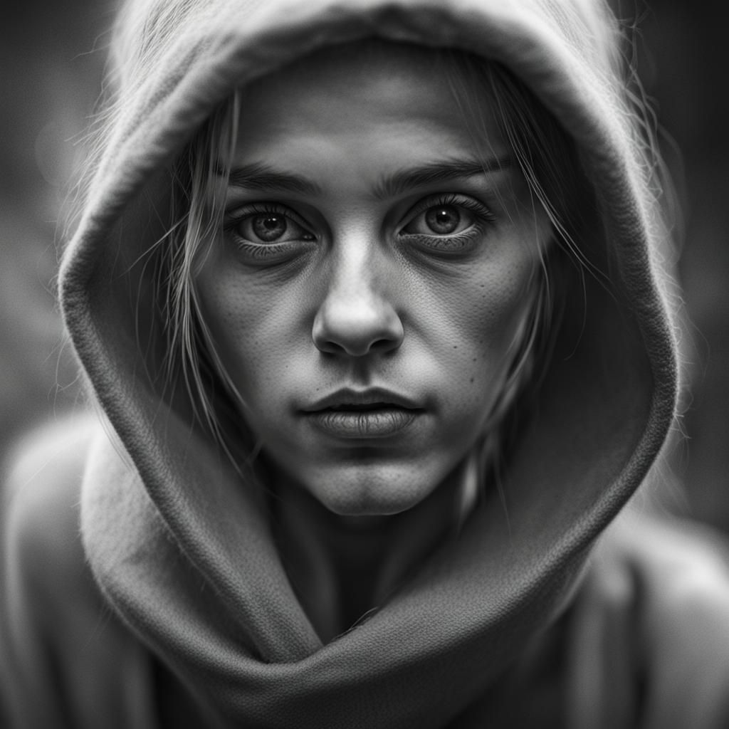 Pencil Sketch Portrait of Female Character