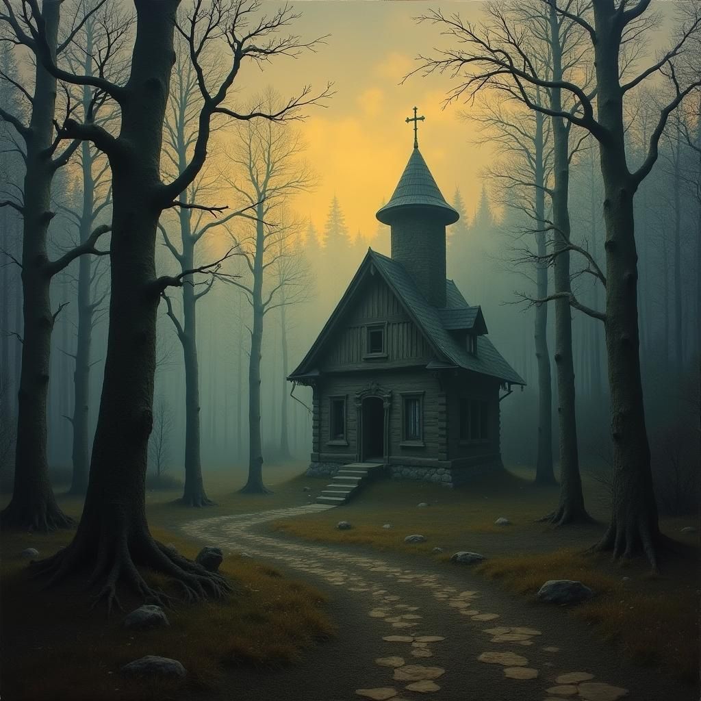 Mysterious Witch House in Tatra Mountains as Oil Painting