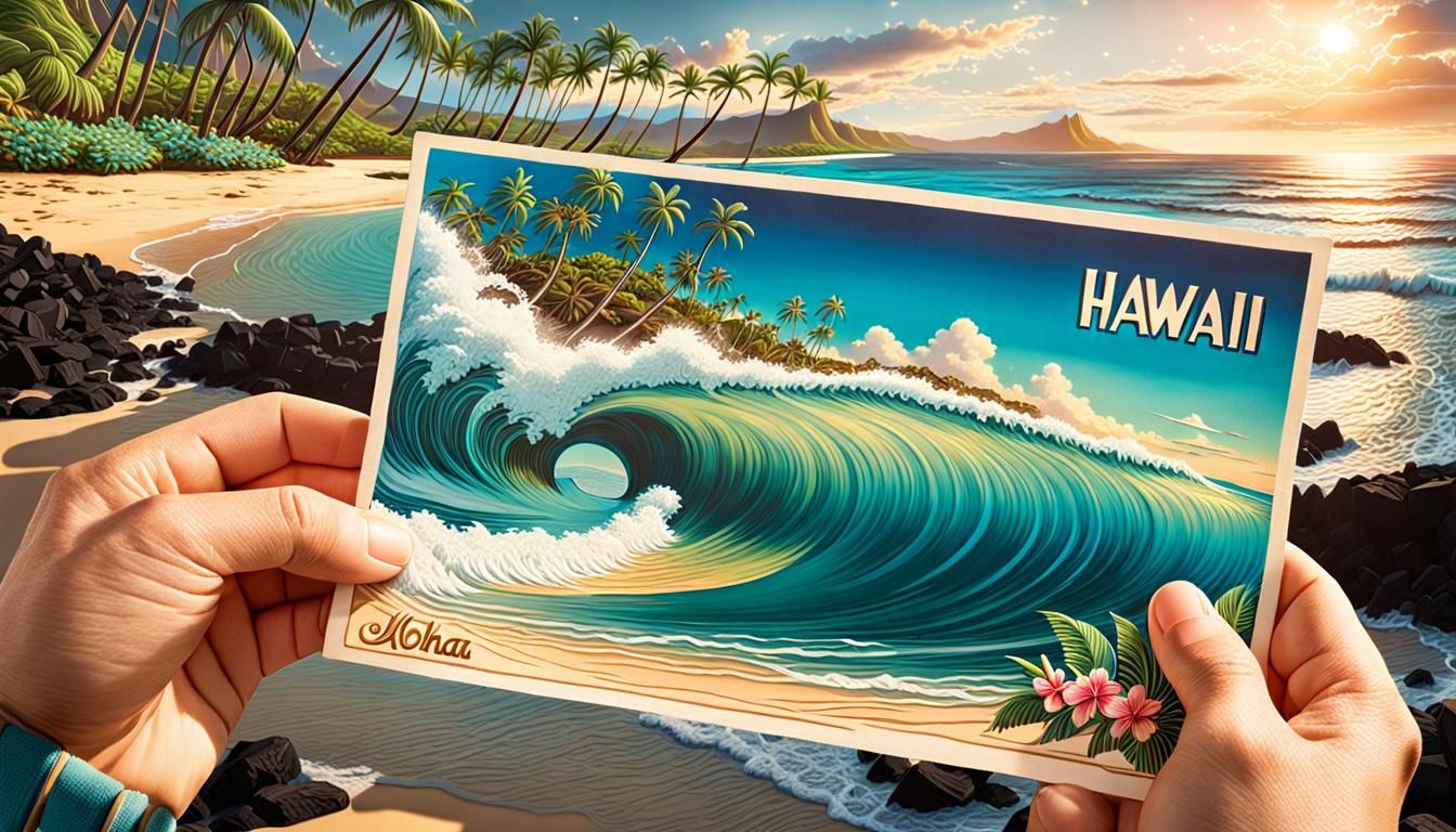 Vintage Hawaiian Postcard Scene in Ultra-High Definition