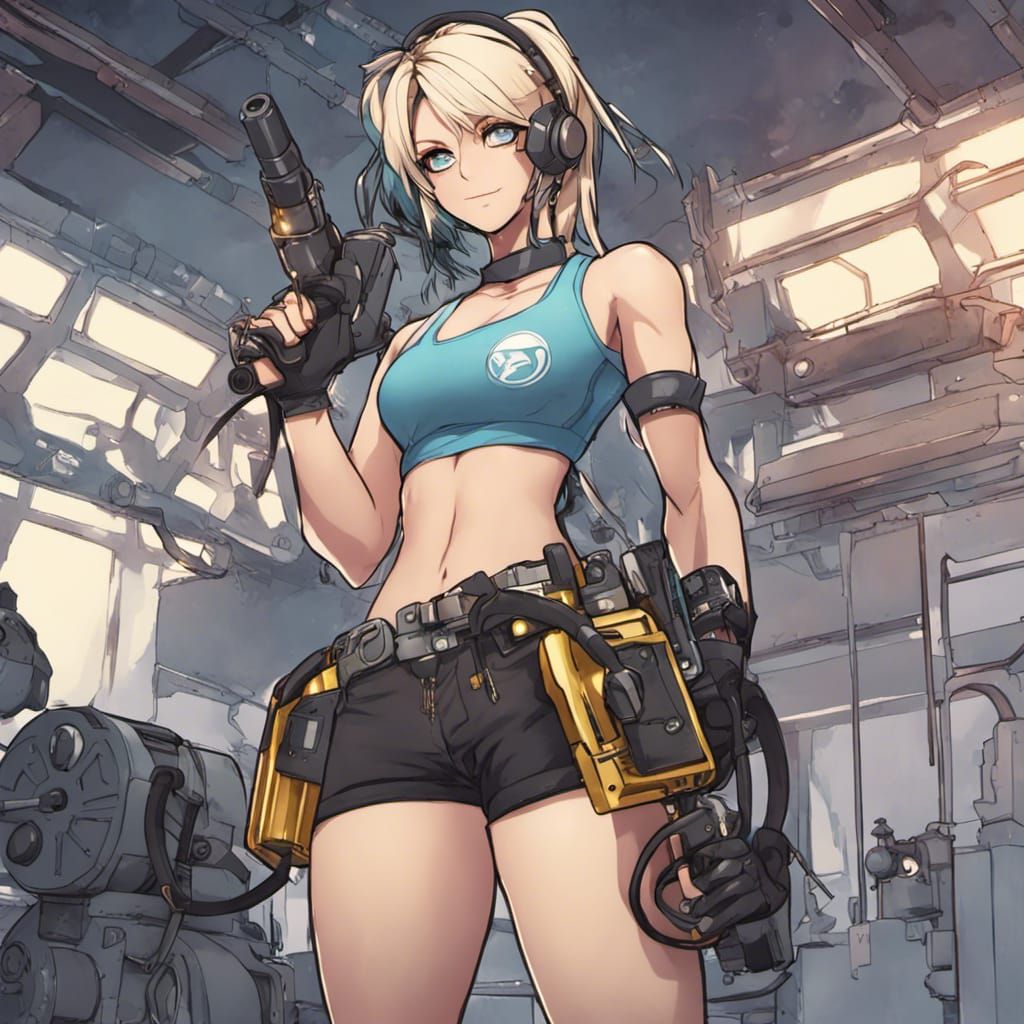 Anime Style Robotic Technician with Arc Welder