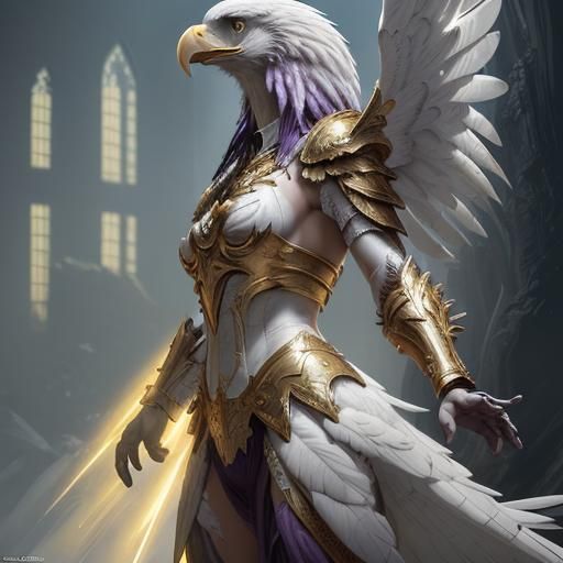 Eagle Warrior in Gold Armor: Dark Fantasy Art