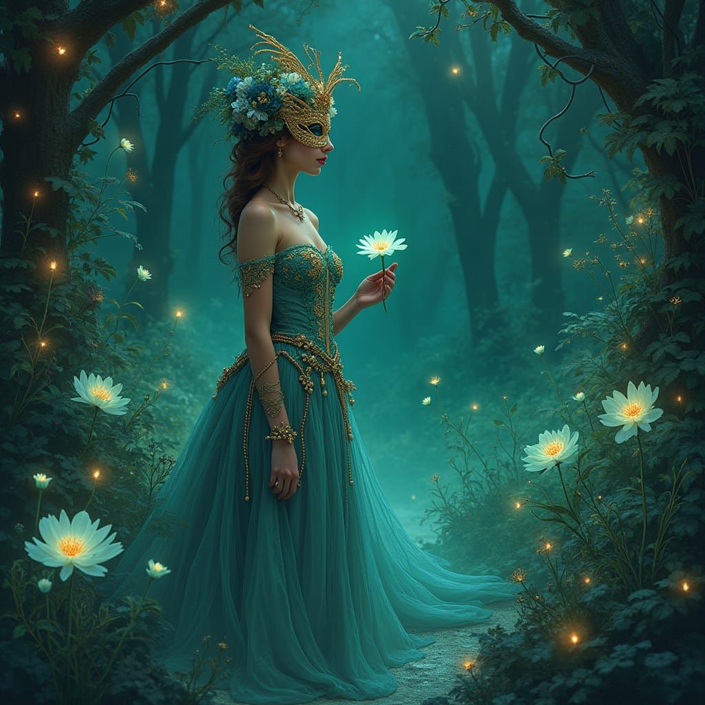 Enchanted Garden Masquerade Ball in Art Nouveau Style