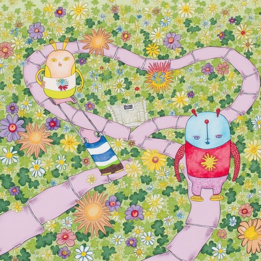 Robots in Flower Garden: Chicago Imagists Style