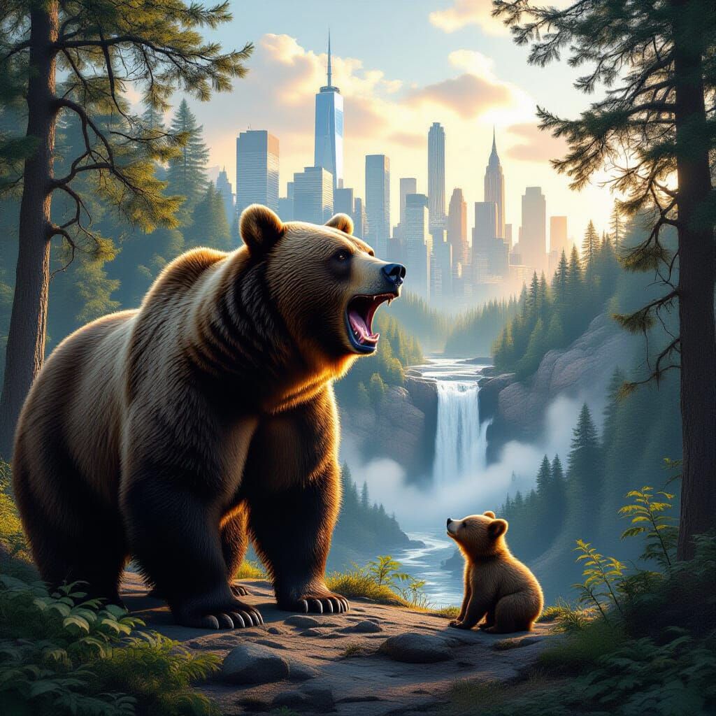 Mystical Bear Reveals Surreal World in 3D Illustration