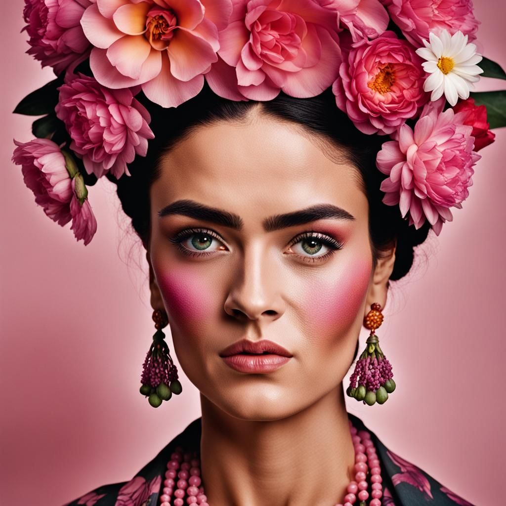 Floral Portrait of Young Woman in Pink Tones