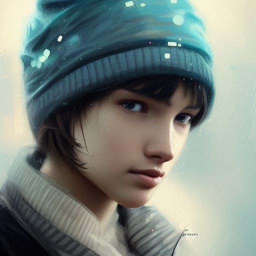 Cute Teenager Portrait in Hyperdetailed Art Style