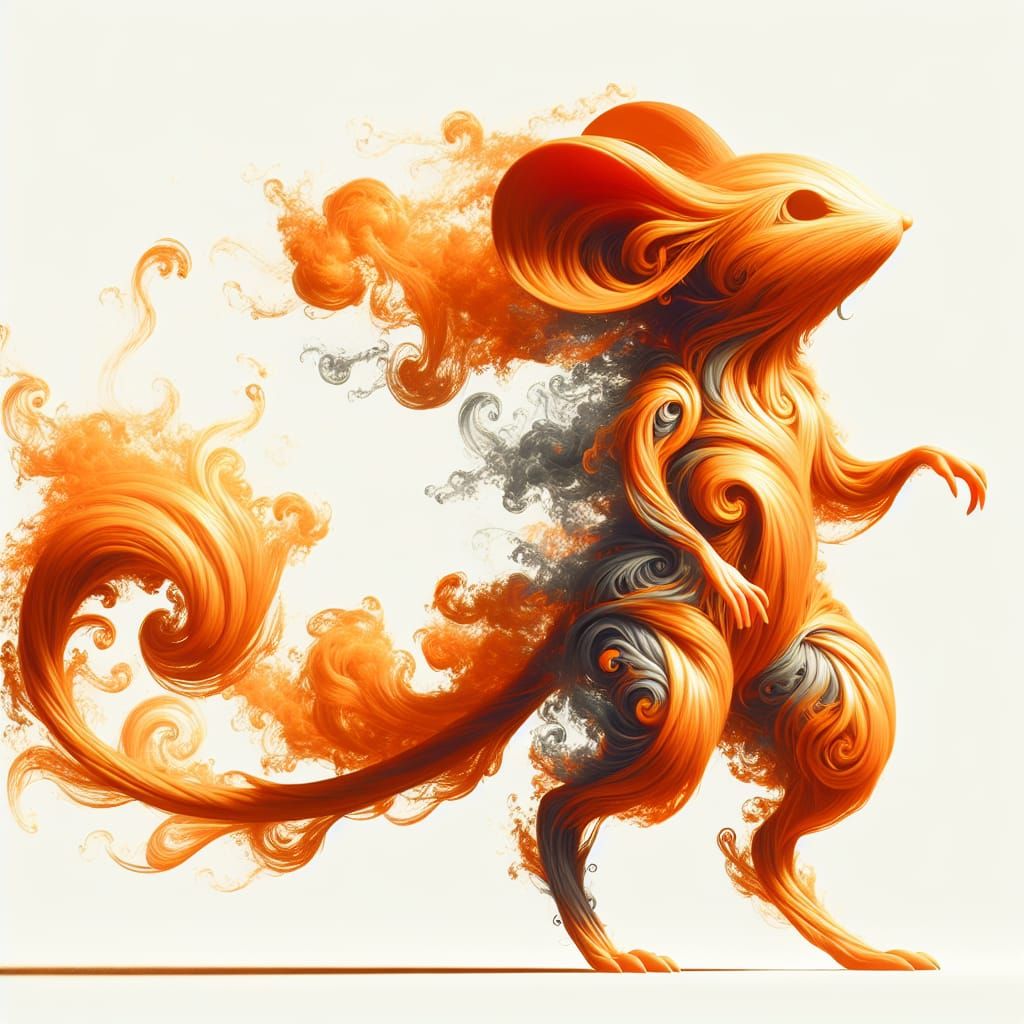 Ethereal Orange Mousefolk Made of Wind