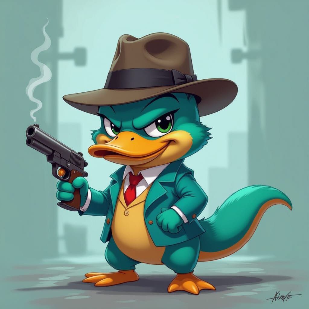 Secret Agent Platypus in Film Noir Style