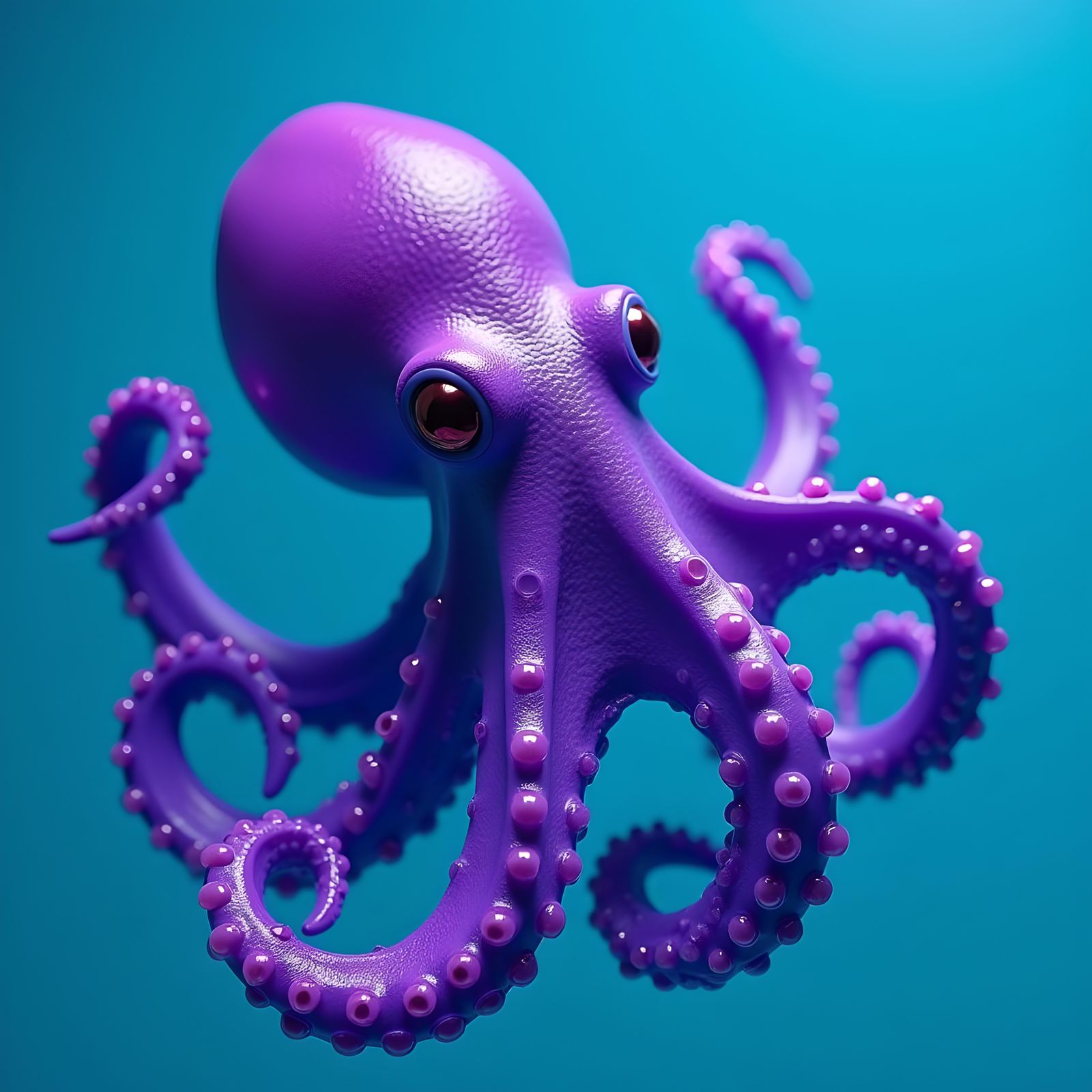 Metallic Purple Octopus in Blue Deep Sea