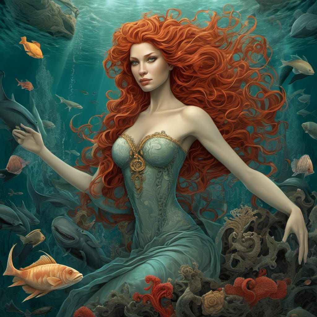 Atlantis Rococo Image with Red-Haired Woman