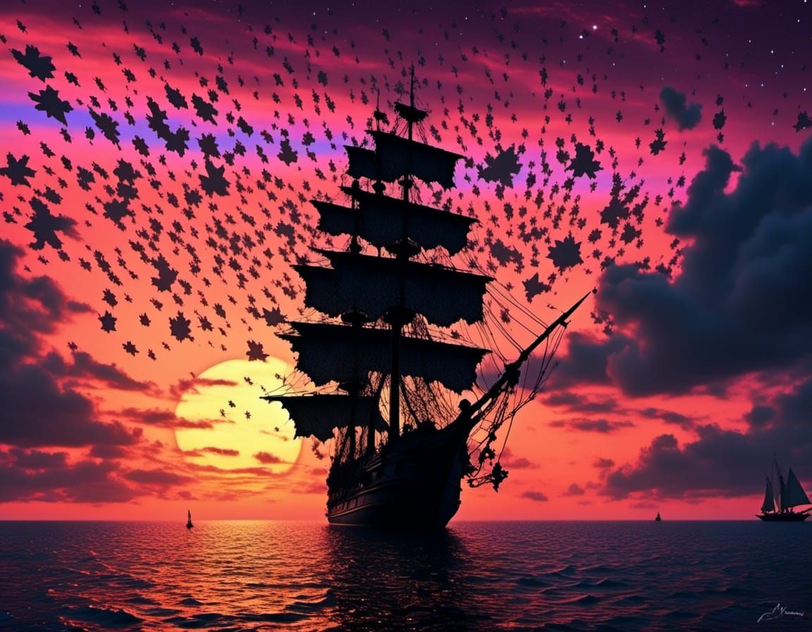 Psychedelic Fairy Sunset Over the Sea