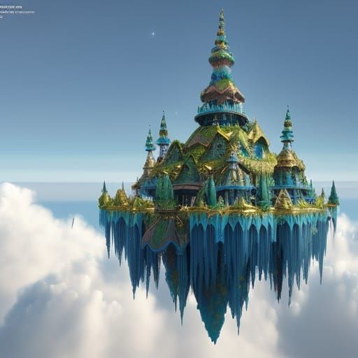 Ethereal Crystal Castle on Floating Sky Islands
