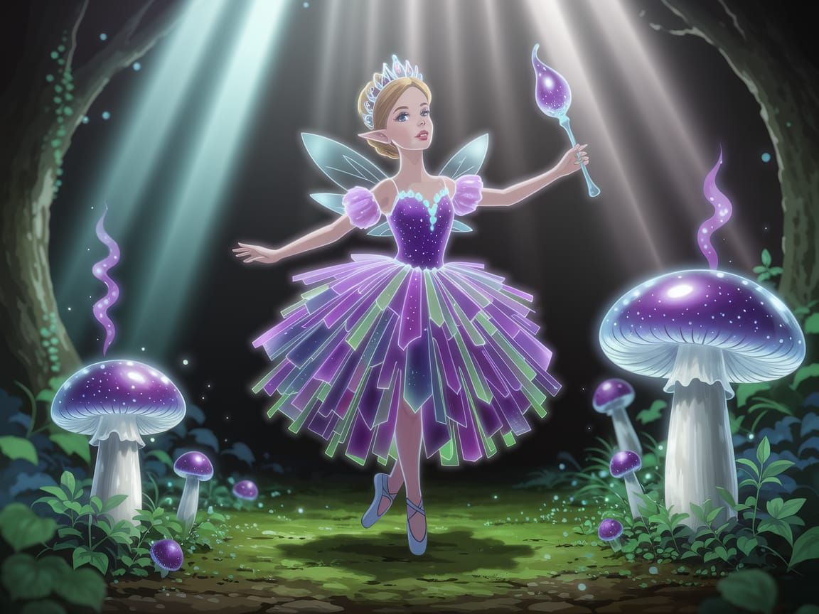 Pixie Ballet Dancer in Glowing Glass Dress