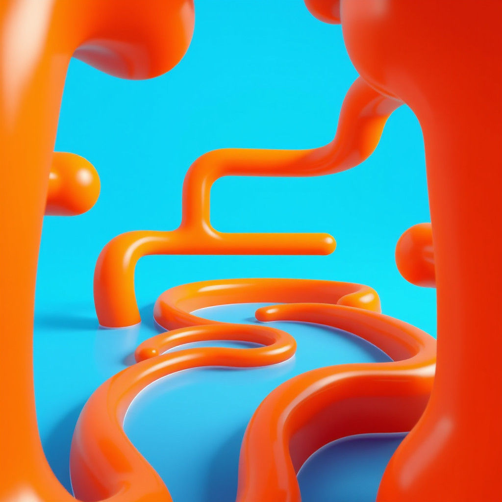 Vibrant Orange Maze in 3D Toy Style