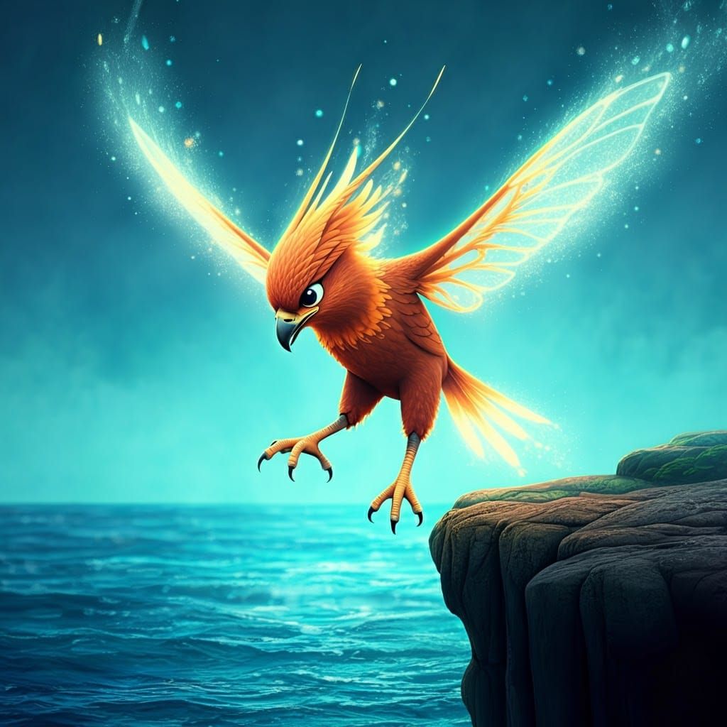 Firebird's Plunge: A Pixar-Inspired Digital Rendering